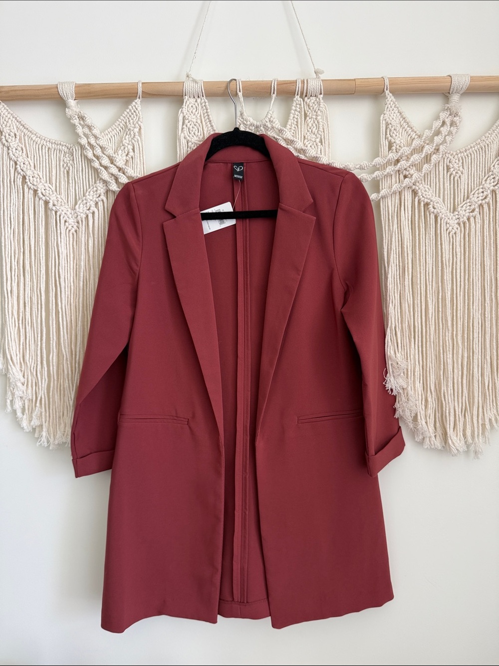 NWT Women's Dusty Rose Longline Blazer Coat
